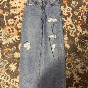Levi's Light Blue Distressed Straight Leg Jeans